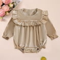 thumbnail image 5 of Staki Baby Girl Bubble Shirt Romper Outfit Long Sleeve Fall Bodysuit Top Newborn Oversized Crewneck Jumpsuit 0-18M,3-6 Months, 5 of 6