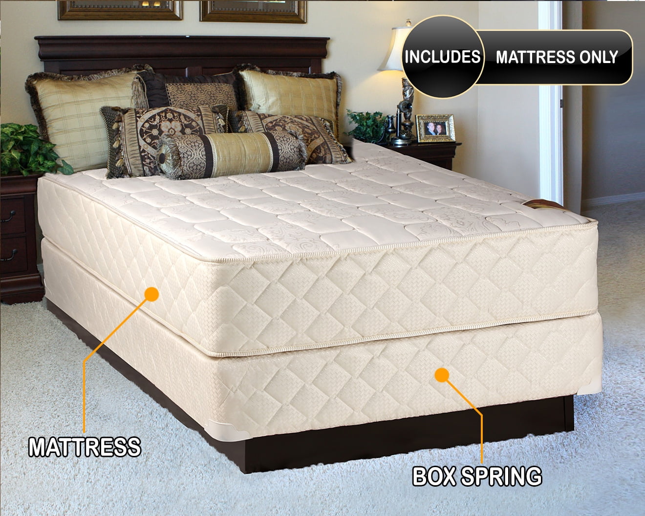 DS USA Grandeur Deluxe Cali King Medium Firm Two-Sided Mattress Only with Mattress Cover Protector Included - Fully Assembled, Sleep Support, Longlasting Comfort