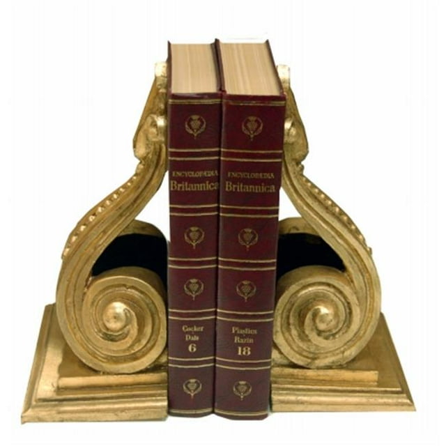 HMH 6625BE AG Beaded Scroll Bookends S-2 Antique Gold
