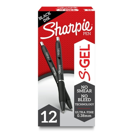 UPC: 0071641190979 | S-Gel Retractable Gel Pen Extra-Fine 0.38 mm  Black Ink  Black Barrel  Dozen