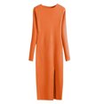 thumbnail image 2 of FcBaudy Longues Robe à Manches à Col Rond pour Femme Chandail Robe Tricotée Tricotée Robe Moulante à Manches Longues pour Femme Jupe Portefeuille Moulante Robe pour Femme, 2 of 7