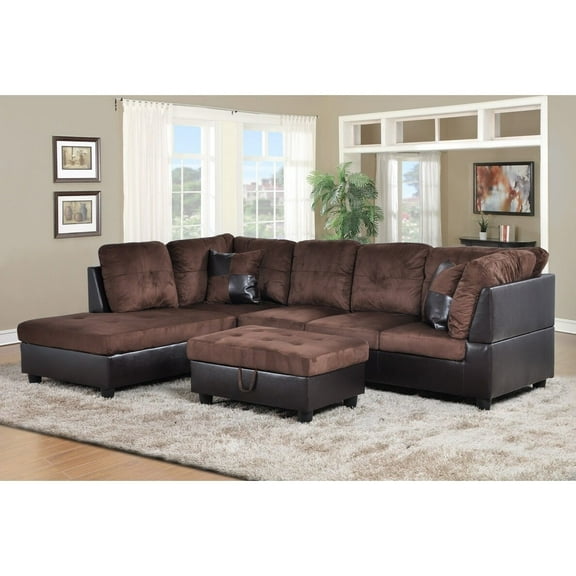 Ponliving Furniture Ponliving Furniture L Shape Sectional Sofa with Storage Ottoman