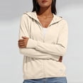 thumbnail image 7 of Women's Cool Feeling UPF 50+ Sun Protection Hoodie Regular Fit Solid Color Hooded Long Sleeve Lightweight Breathable UV Coat for Casual Outdoor Beige XXL, 7 of 7
