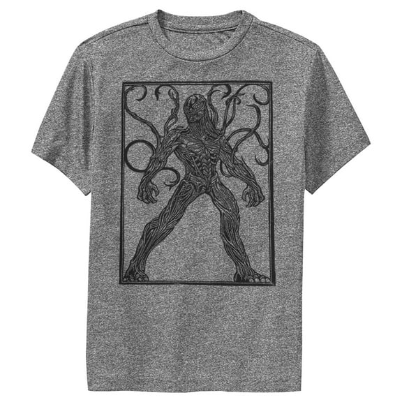 Boy's Marvel Eternals Kro Woodcut  Performance Graphic Tee Charcoal Heather Medium