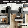 thumbnail image 6 of Homacer Black Rustic Single Track Bypass Sliding Barn Door Hardware Kit, for Two/Double Doors, 9ft Long Flat Track, Straight Design Roller, Heavy Duty, for Interior & Exterior Use, 6 of 7