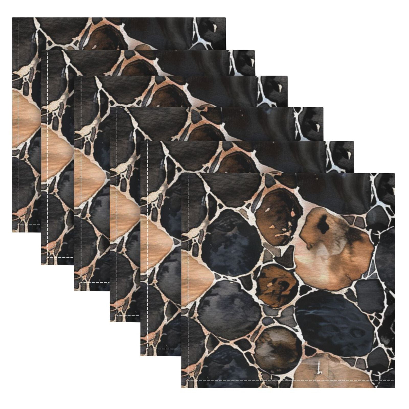 JSTEL Snake Skin Print Cloth Napkins Set of 6, 20x20 Inch Washable and Reusable Napkin for Decoupage Dinner Party Everyday Use