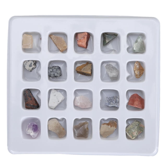 Kit De Colección De Rocas, Juego Educativo De Ciencia De Rocas Minerales De 20 Piezas Con Tabla De Identificación Para Niños, Aprendizaje De Geología Y