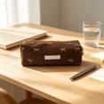 thumbnail image 7 of Celsvanis Pencil Case Large Capacity Pencil Pouch Pen Bag Embroidered Corduroy Stationery Organizer for Students Home Office Supplies, Brown, 7 of 7