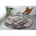 thumbnail image 3 of MDA Home Mateos Shag Gray/Pink Geometric Polyester Area Rug - 8' x 10', 3 of 8