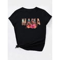 thumbnail image 3 of Camiseta para mujer, camiseta para mujer, camiseta básica, trajes simples de moda, camisetas de manga corta, camisetas de verano para deportesMother's Day Special: 'MAMA' Leopard & Floral Print Casu, 3 of 7