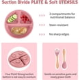 thumbnail image 6 of RUseeN Silicone Baby Feeding Set|Baby Weaning Supplies Set|Suction Baby Plate Bowl Set with Bib Spoon Fork Sippy Cup|Baby Feeding Eating Supplies Set BPA Free - Dark Pink, 6 of 8