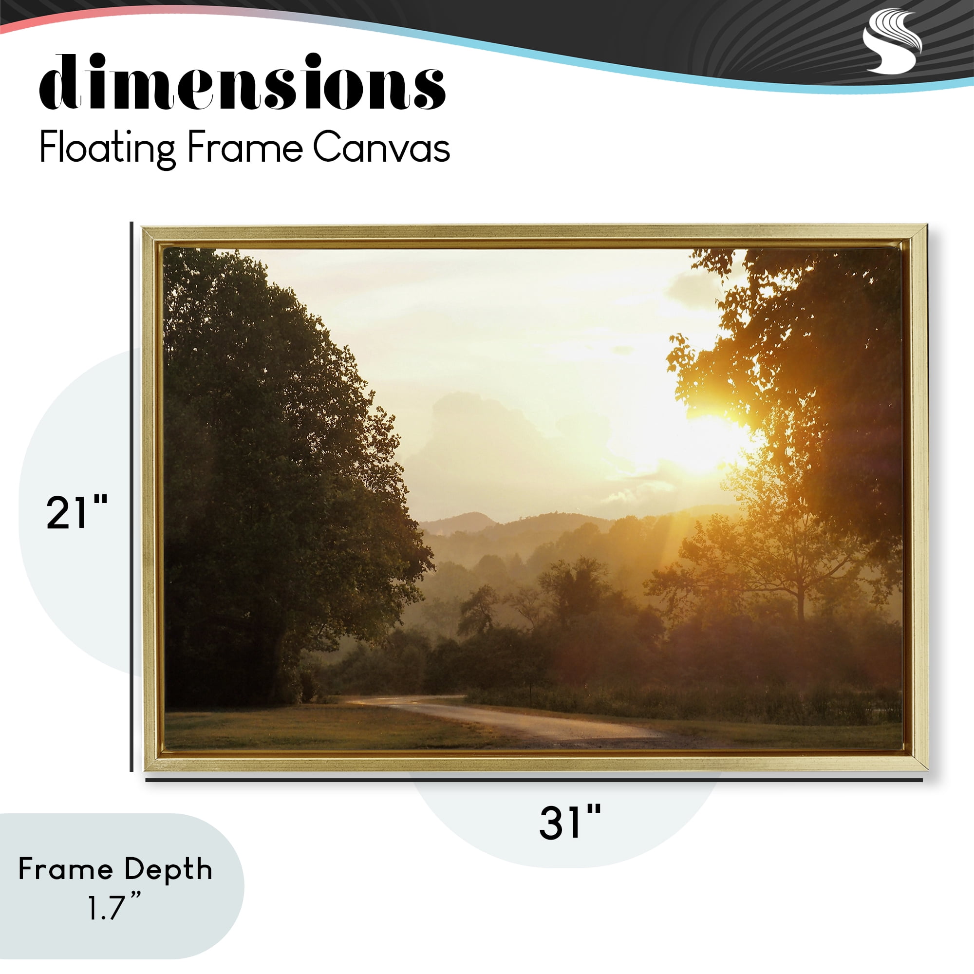 Stupell Industries Golden Morning Between Trees Gold Framed Floater Canvas Wall Art, design by Gail Peck