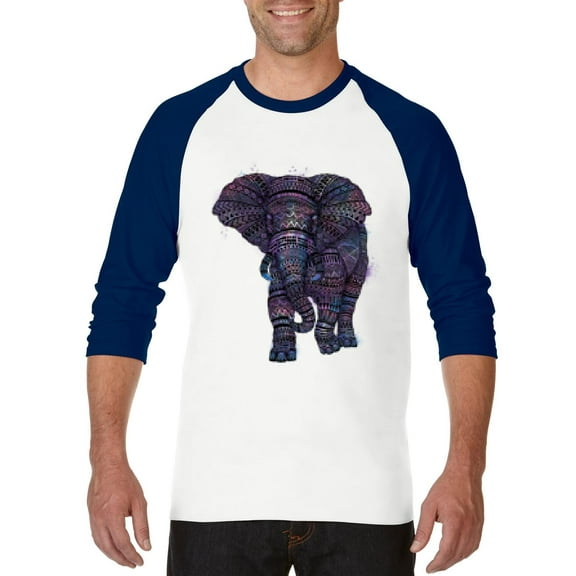 Artix - Mens Raglan Sleeve Baseball T-Shirts, up to Size 3XL - Elephant