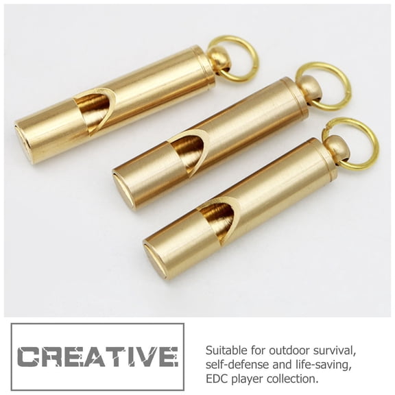Hytrove 3-Pack Golden Outdoor Safety Whistles with Loud Crisp Sound for Hiking, Camping, and Emergency Use