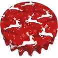 thumbnail image 2 of Christmas Tablecloth, Reindeer Red Tablecloth Round 60 Inch, Snowflake Table Cloth, Washable Polyester Farmhouse Tablecloths For Picnic Party Outdoor Dinner Dining Room Decorations, 2 of 6