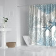 thumbnail image 2 of Beach and Ocean Shower Curtain with Nautical Starfish, Seahorse, and Seashells Print, Tropical Marine Creatures and Coral Pattern, Vintage Seaside Sand Waterproof Fabric with Hooks, 2 of 5