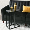 thumbnail image 3 of Household Essentials Jamestown C-Shaped for Accessiblity Side End Table Black Oak Wood Grain and Black Metal, 3 of 7