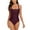 Wine, variant on TrendVibe365 Womens Bathing Suits Tummy Control Strap Bandeau One-Piece Modest Solid Ruched Pleated Romper Swimwear Modest High Cut Bikinis Tankinis for Holiday, Travel and Seaside