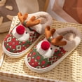 thumbnail image 4 of Lindas Térmicas Planas Zapatos Casa Cálidos Y Sin Cordones Felpa Alce Navideño Cómodas Antideslizantes para Interior, 4 of 9