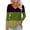 Army Green, variant on WRKEKC Womens Long Sleeve Tops V-Neck Color Block Versatile Long Sleeve Top for Women Casual Daily Wear Trendy Stylish Blouse