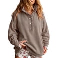 thumbnail image 3 of Womens Sweatshirt Mock Neck Henley Pullover Oversized Fall Outfits,2XL, 3 of 9
