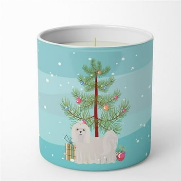 Carolines Treasures CK3471CDL 3.75 x 3.25 in. Unisex Maltese Christmas Tree 10 oz Decorative Soy Candle