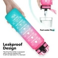 thumbnail image 2 of GEDUX 32oz Motivational Water Bottle with Time Marker BPA Free Tritan Reusable Sports Bottle, Leak Proof & One-Click Open Lid, Wide Mouth with Carry Strap for Gym Travel Running, 2 of 9