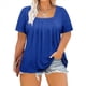 thumbnail image 2 of Tops de Talla Grande para Mujer, Corta, Cuello Cuadrado, Túnica Holgada de Verano para Leggings. Azul 4XL, 2 of 7