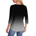 thumbnail image 4 of Bovemsi Womens 3/4 Length Sleeve Tops Casual Summer Pleated Front T Shirts Round Neck Business Work Tunic Blouse, Gray Summer Women's Long Sleeve T-Shirts, M, 4 of 6