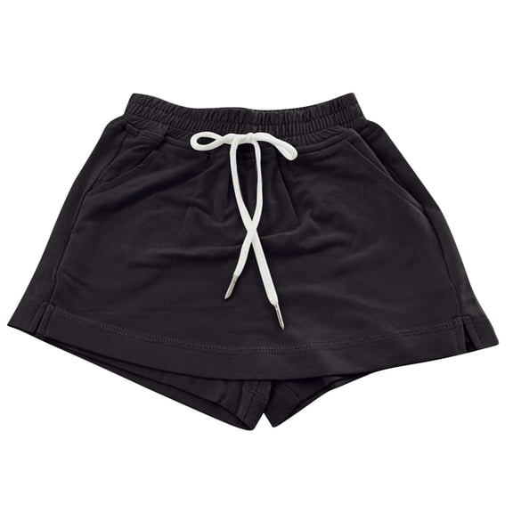 Zwiiyzr 3-13Y Toddler Girl's Elastic Waist Sport Short Skort Skirt Built In Shorts Solid Color Straight Leg Cute Skort Black