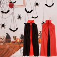 thumbnail image 3 of Disfraz De Vampiro De Halloween Capa De Cosplay Prop Suministros De Mascarada De Doble Para Adultos-Rojo + Negro, 3 of 4