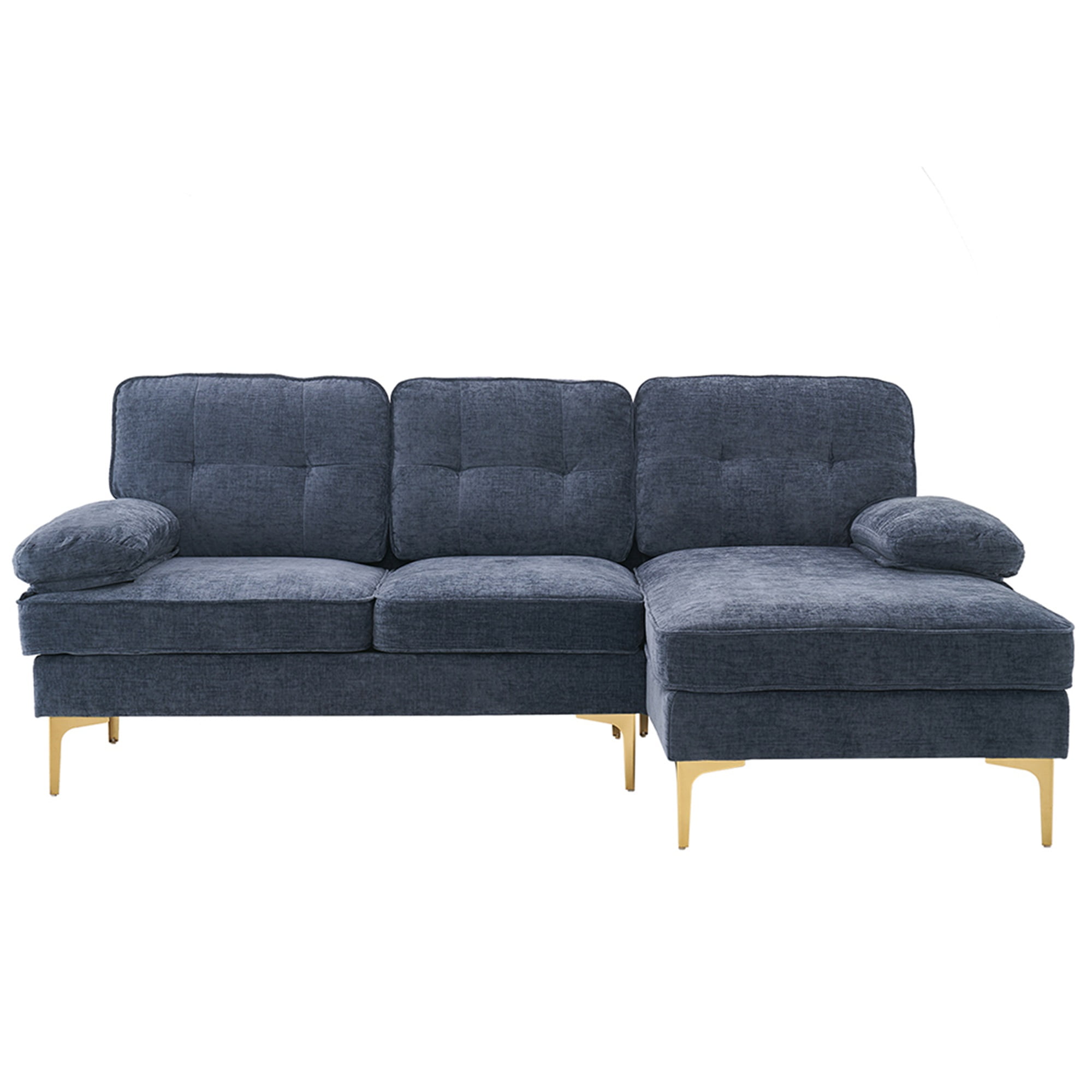 Resenkos Modern Upholstered Sofa Couch with Reversible Sofa Chaise, Chenille Fabric Sectional Sofa Set Blue