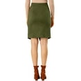 thumbnail image 3 of INSPIRE CHIC Women's A-Line Front Slit Knee Length Wrap Faux Suede Skirt, 3 of 7