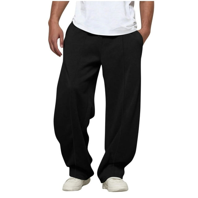 Plebaso Men's Open Bottom Sweatpants Drawstring Lounge Pants with Pockets Loose Running Athletic Pants