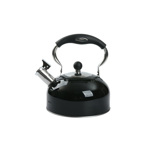 Mainstays 2.5Liter Whistling Tea Kettle, Stainless Steel Black