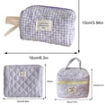 thumbnail image 2 of Bolsa de maquillaje acolchada de 3 piezas bolsa de cosméticos a cuadros estuche organizador de cosméticos para mujer, 2 of 9