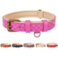 thumbnail image 1 of Basic Classic Luxury Padded Leather Dog Collar - Rust Proof Brass Lock for Large Medium Pets, 1 of 6