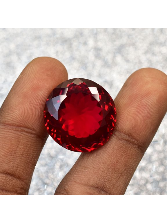 Gemsgrowth Natural Red Ruby Loose Gemstone, 53.65 Carat, Round Cut, Certified, for Jewelry Making, Pendant, Ring, Necklace, Engagement
