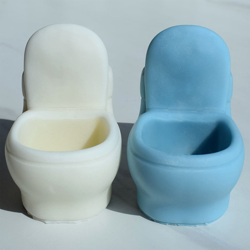 Oasiva Succulent Flower Pot Silicone Candle Mold Toilet Shaped Resin Mold 3D Ornament