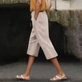 thumbnail image 2 of Gyexs Womens Summer Bermuda Linen Shorts Knee Length Lightweight Loose Summer Casual Shorts with Pockets Khaki, 2 of 5