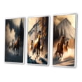 thumbnail image 3 of Designart "Wild Horses Galloping in a Winter Scene V" Animals Horse Framed Wall Art Set Of 3 - Brown Horse Frame Canvas Set For Living Room Decor, 3 of 6