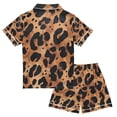 thumbnail image 2 of FORMRS Kids Short Sleeve Top and Pants Pajama Set Unisex Satin 2-Piece Sleepwear, Sizes 5-6Y, Leopard Pattern, 2 of 8