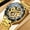 Gold Black, variant on OLEVS Skeleton Watches for Men Luxury Dress Automatic Self Winding Mechanical Gold Plated Stainless Steel Waterproof Luminous Business Men Wrist Watch Reloj Para Hombre