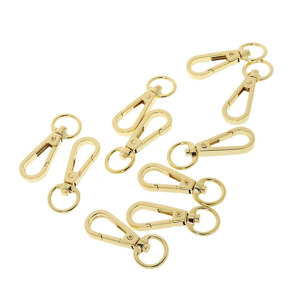 Milageto 3x 10pcs Alloy Spring Snap Hook Clasps Keychain Key Ring Gold