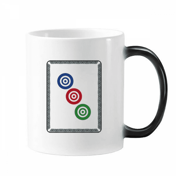Mahjong Circle Dots 3 Tile Pattern Changing Color Mug Morphing Heat Sensitive Cup With Handles 350ml