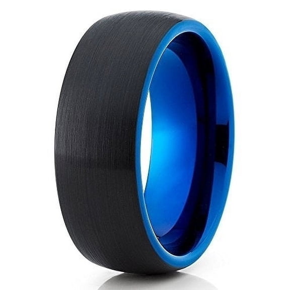 Silly Kings Jewelry Tungsten Wedding Band Blue Tungsten Ring Black Brushed Top 8mm Tungsten Carbide (6)