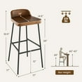 thumbnail image 3 of Topcobe Set of 2 29" Industrial Bar Stools with Low Back and Footrests, Bar Height Stools for Pub Bistro Kitchen Dining, Brown, 3 of 6