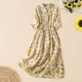 thumbnail image 5 of DHFJKG Bohemian Maxi Dresses For Women Summer Floral Shirt Dress Half Sleeve Button Down Loose Fit Flowy A-Line Sundress Beach Soft Dresses, 5 of 7