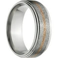 thumbnail image 3 of 8mm Raised Center Titanium Ring with a 1mm Copper Inlay with a Stone Finish, 3 of 3