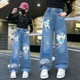 thumbnail image 5 of Cute Jeans for Teen Girls Wide Leg Jeans Elastic Waist Baggy Jeans Y2𝐊 Streetwear Kids Animals Denim Pants Loose Fit, 5 of 9